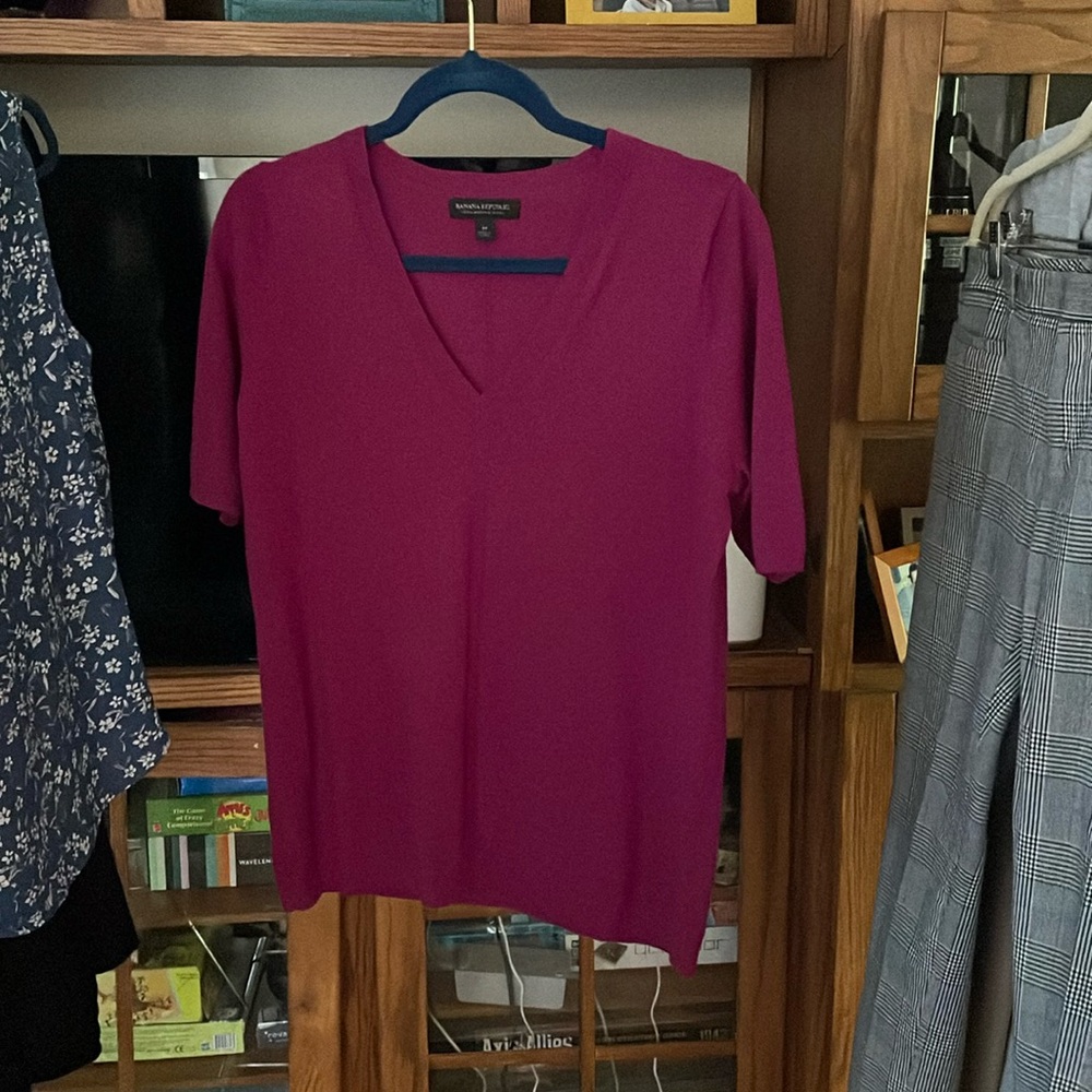 Banana republic vneck short sleeve sweater